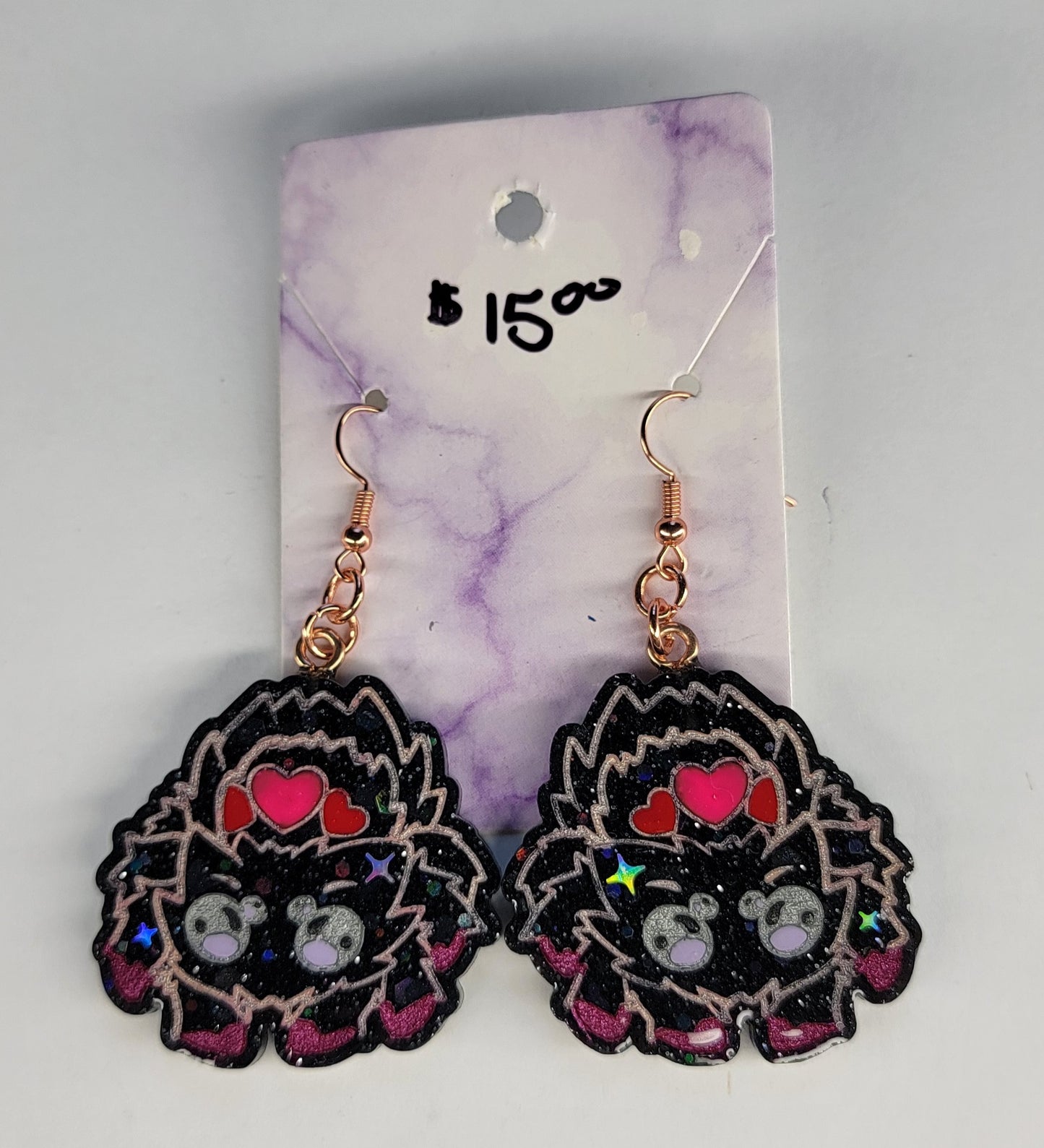 Black Spider Valentine Earrings