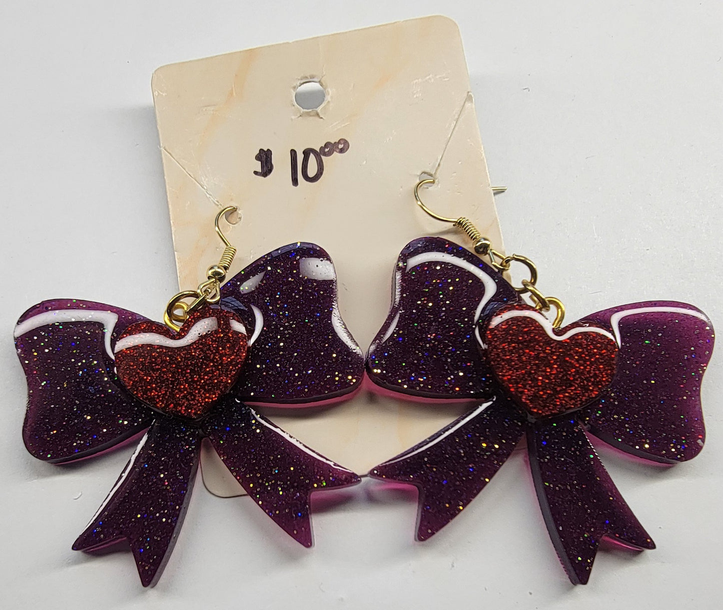 Purple and Red Bow Earrings