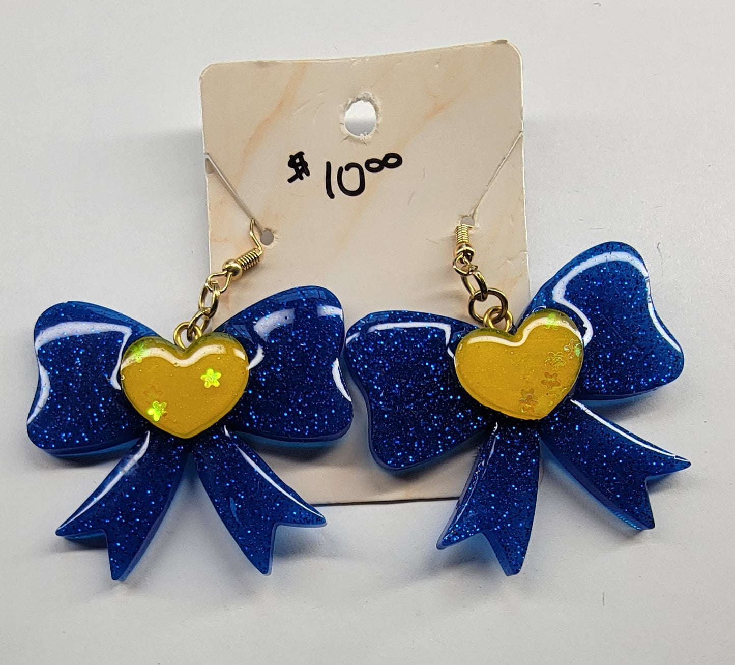 Blue and Yellow Bow Earrings