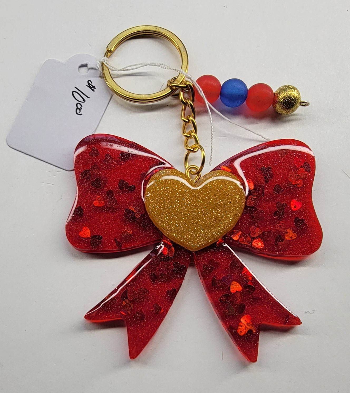 Red and Gold Bow Keychain