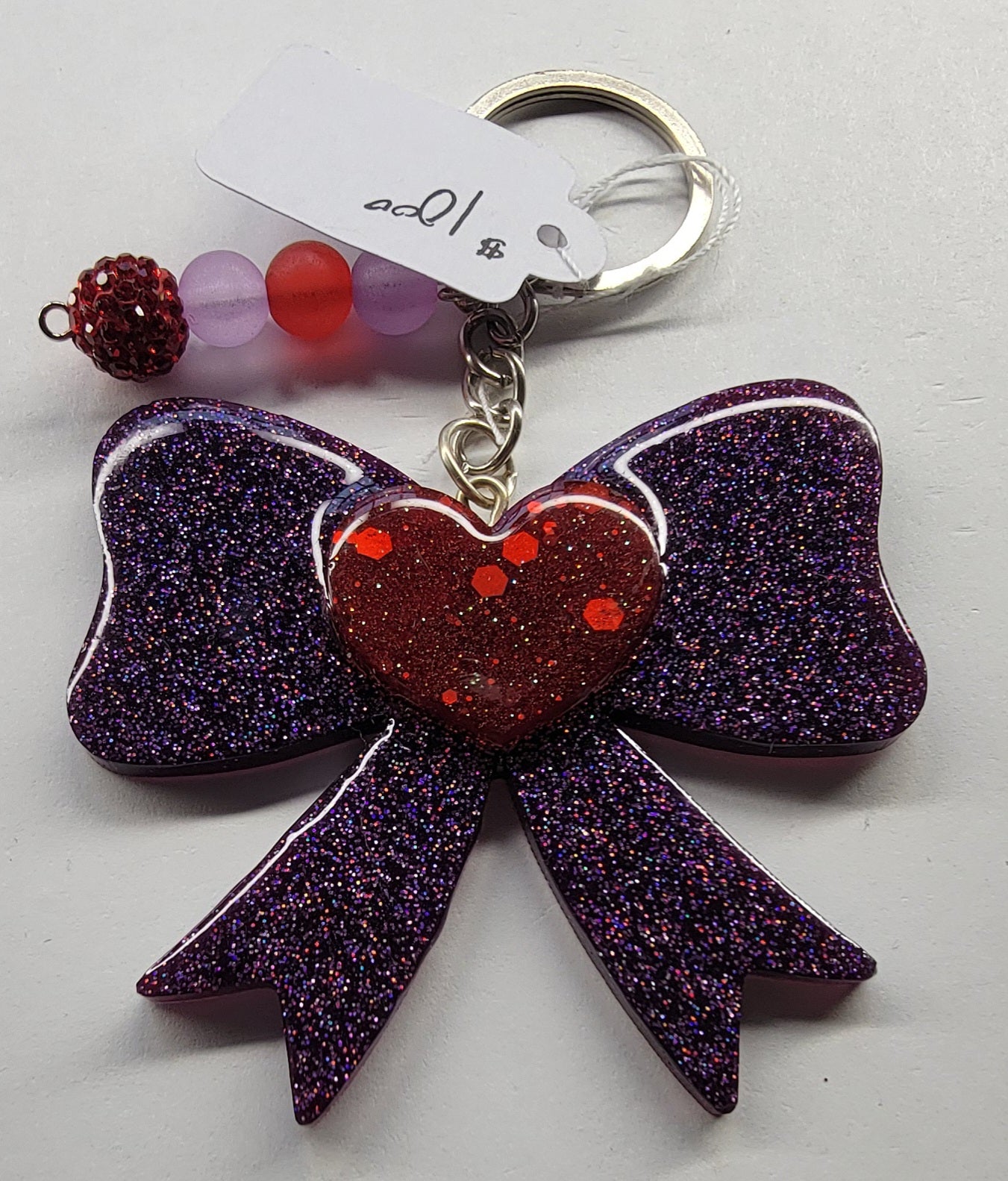 Purple and Red Bow Keychain