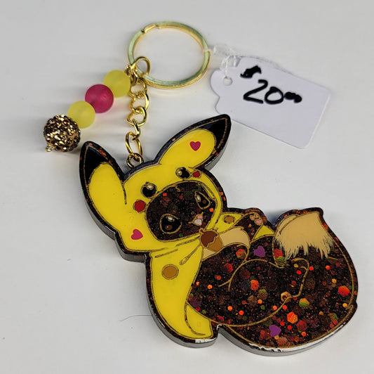 Eevee with Pikachu Capelet Keychain