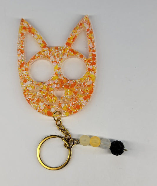 Candy Corn Kitty Keychain