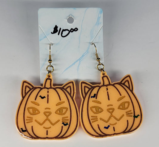 Pumpkin Kitty Earrings