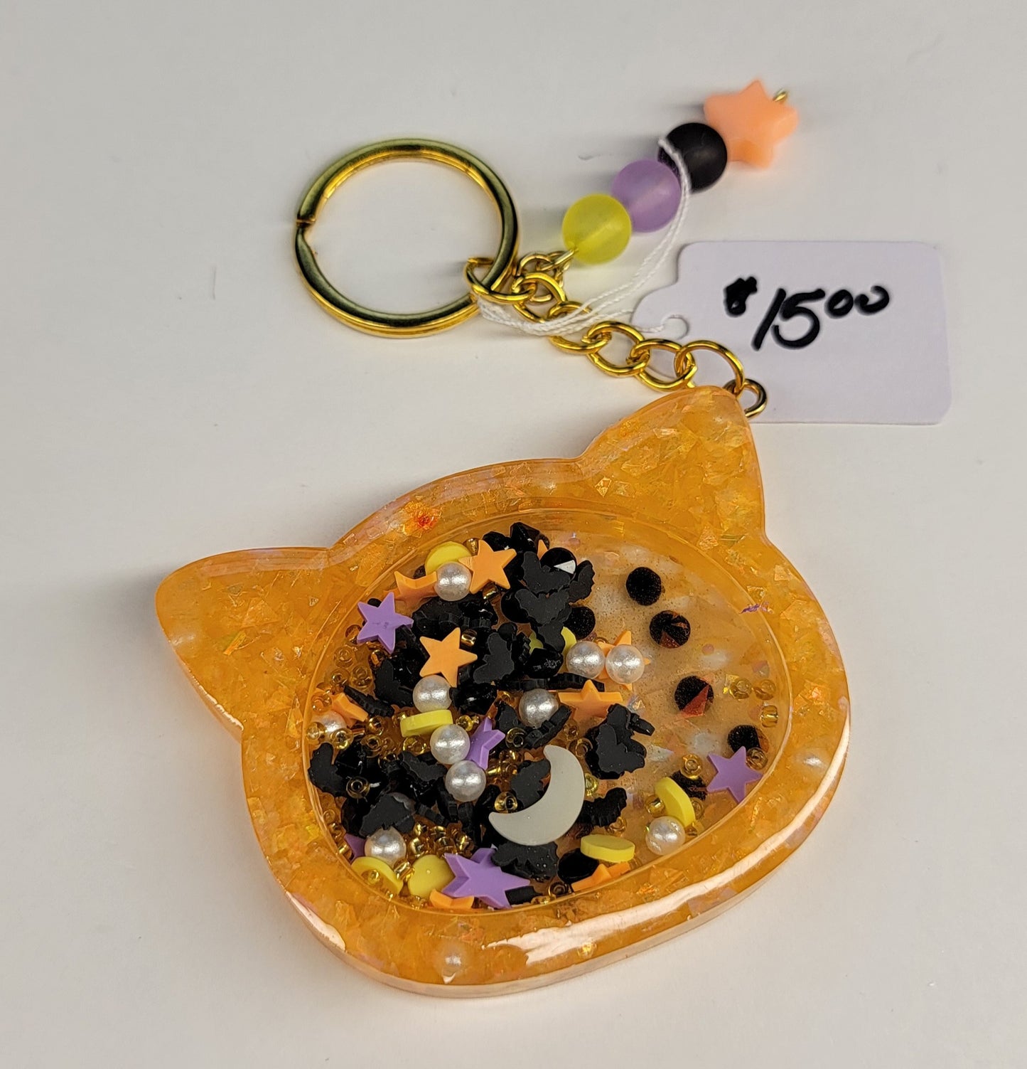 Orange Moonlight Shaker Keychain