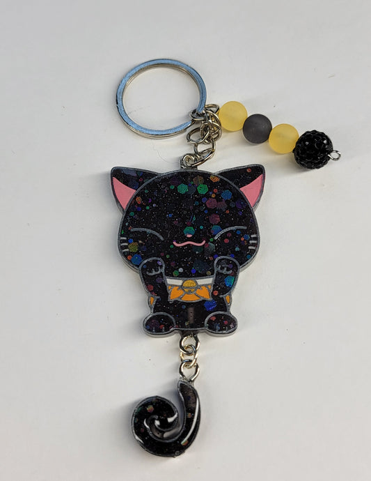 Black Kitty Tail Keychain