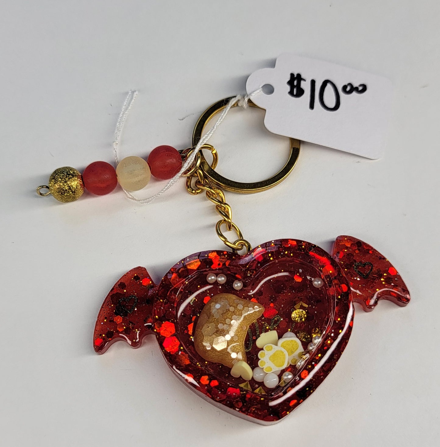 Kitty Love Wing Heart Shaker Keychain