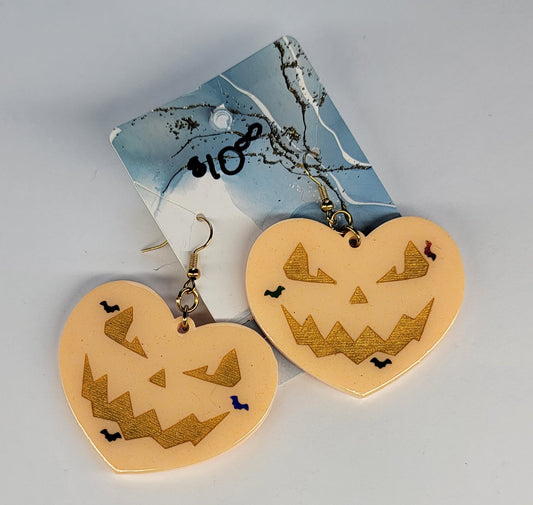 Spooky Heart Pumpkin Earrings