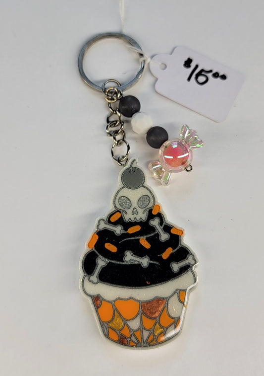 Skull Cupcake Keychain