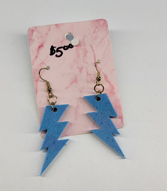 Blue Lightning Bolt Earrings