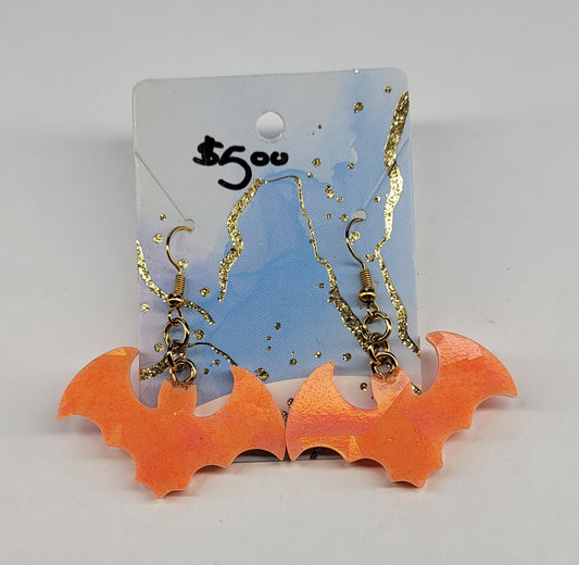 Orange Bat Earrings