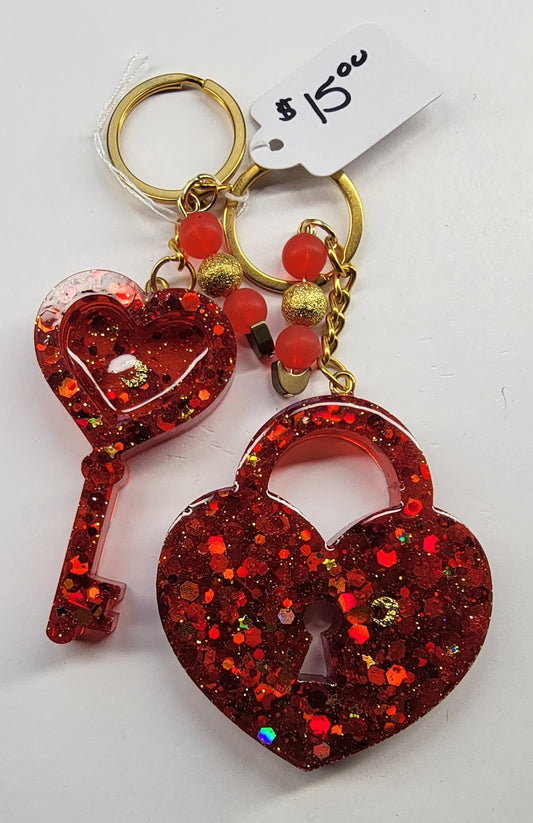 Red Lunar Lock and Key BFF Keychains