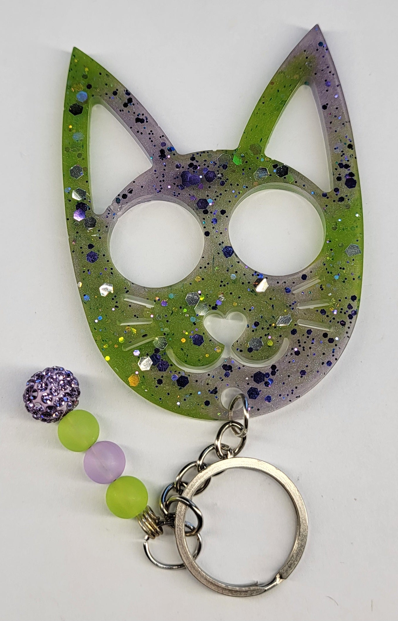 Cat Scratch Green and Purple Keychain