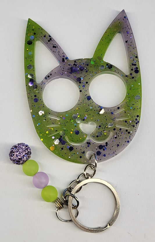 Cat Scratch Green and Purple Keychain